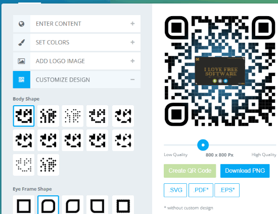 QRCode Monkey interface