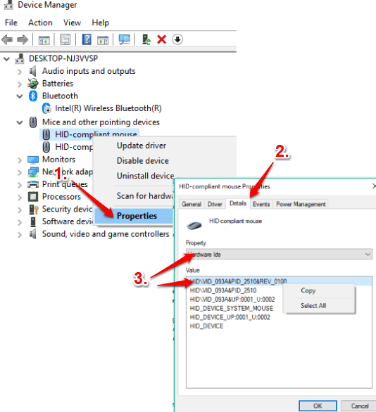 copy hardware device id