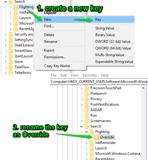 create override registry key