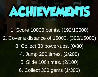 endless run magic diamonds achievements