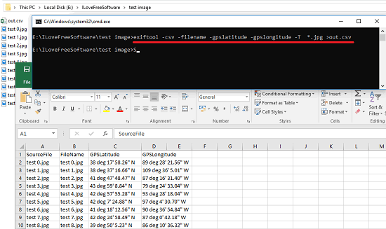 exiftool export gps data from photos