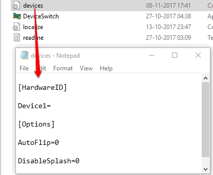 open devices ini file
