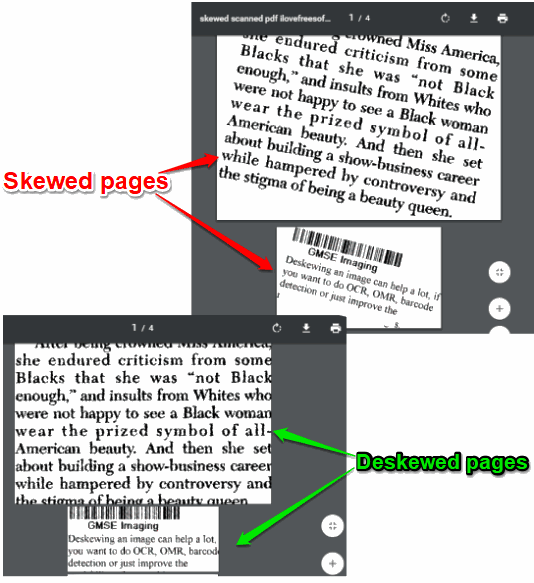 pdf files deskewed automatically