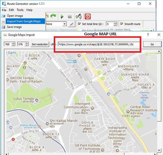 route genertor import map from Google