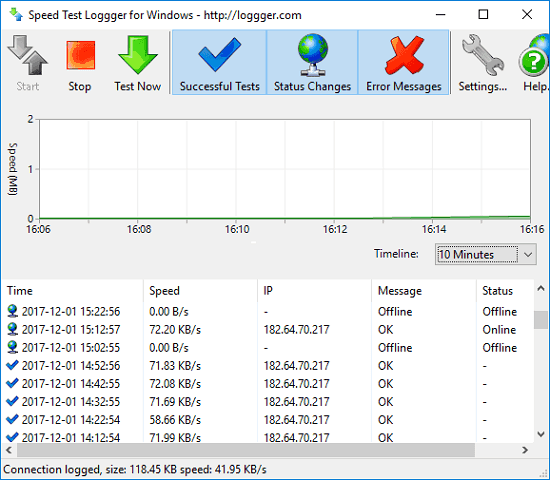 Speed test logger monitor log download speed