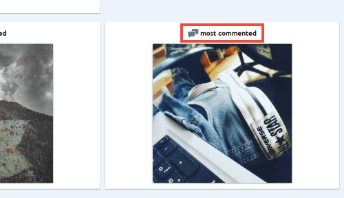 click on most commented photo option