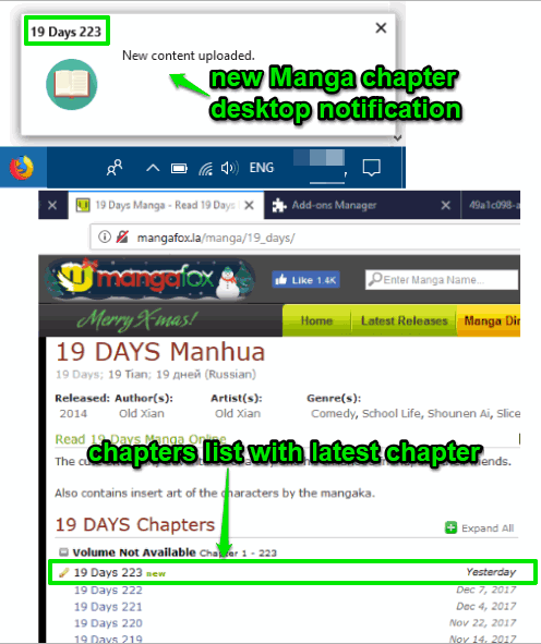 manga chapter desktop notification