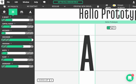 Prototypo: online font creator