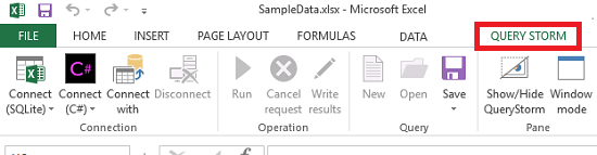 query storm tab in excel