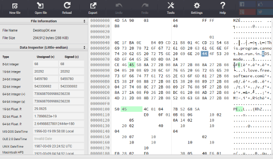 HexEd.it interface