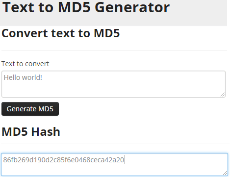 Text to MD5 generator text to md5