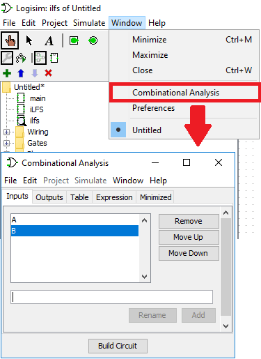 combinational analysis logisim