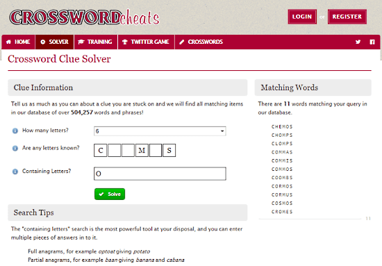 CrosswordCheats.com: crossword clue solver