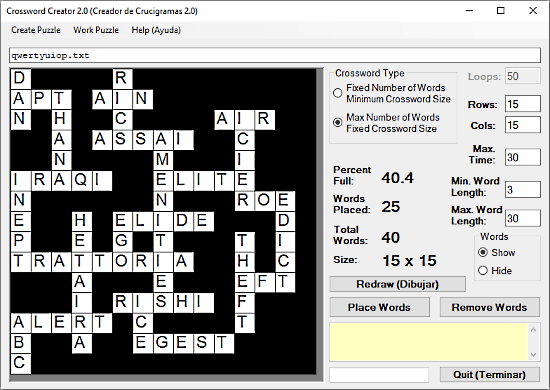 Crossword Creator 2.0: crossword maker software