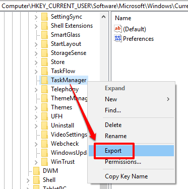 export taskmanager key