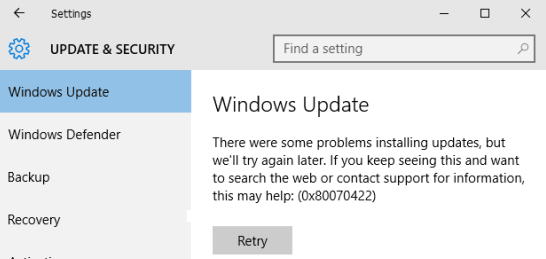 failed to update windows 10