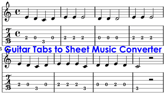 guitar tabs to sheet music