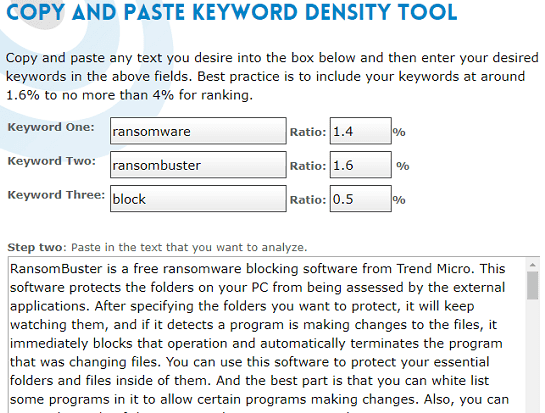 keyword density tool by seosourcechek