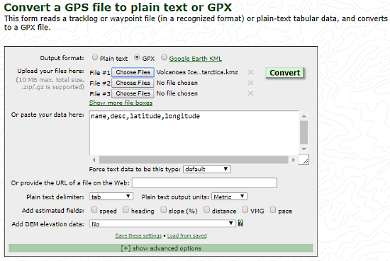 GPS Visualizer: kmz to gpx