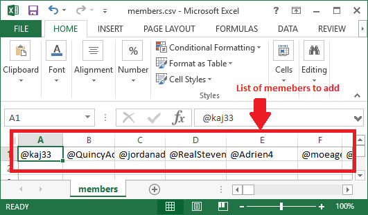 list of memebers to add in Twitter list