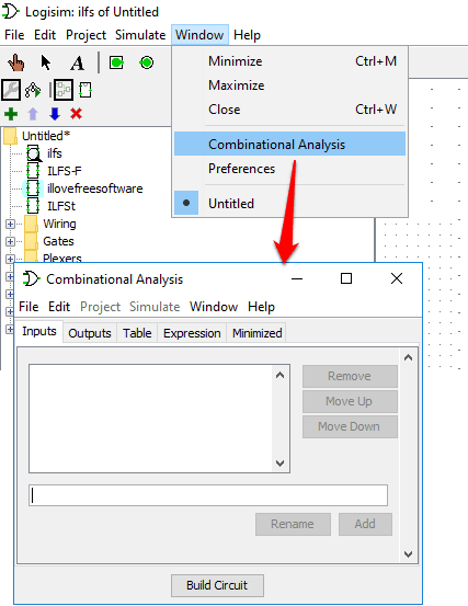 logisim combinational circuit build