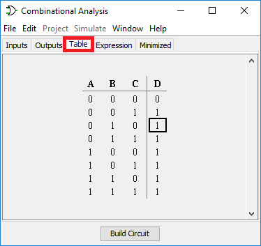 logisim truth table