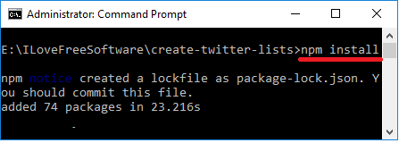 npm install create twitter list