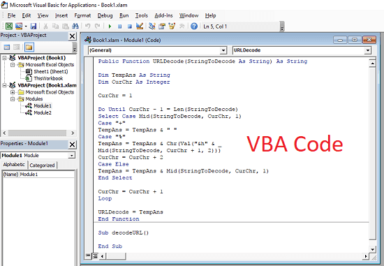 paste vba code