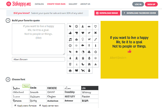 BeHappy: online quote maker