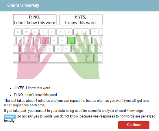 Vocabulary.Ugent.be: test English vocabulary