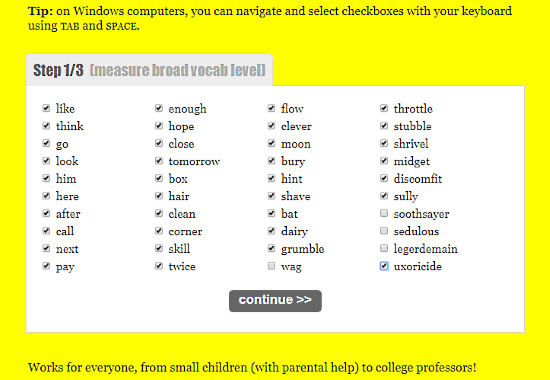 TestYourVocab.com: test English vocabulary