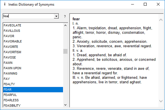 Inetio Dictionary of Synonyms free for windows