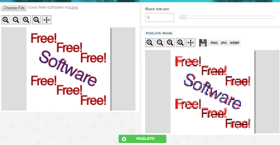 Pixelate Effect Online- interface