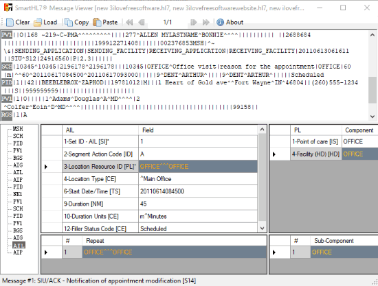 SmartHL7 Message Viewer- interface