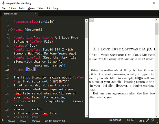 TexitEasy latex editor free open source tool