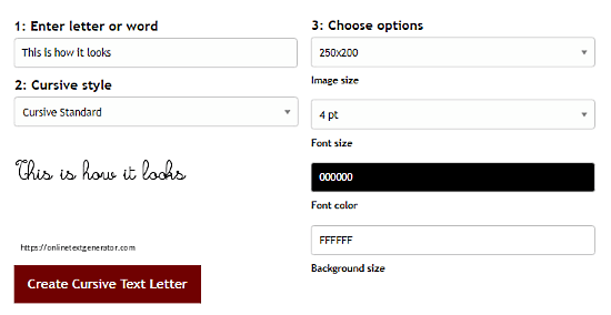 Online Text Generator: cursive font generator