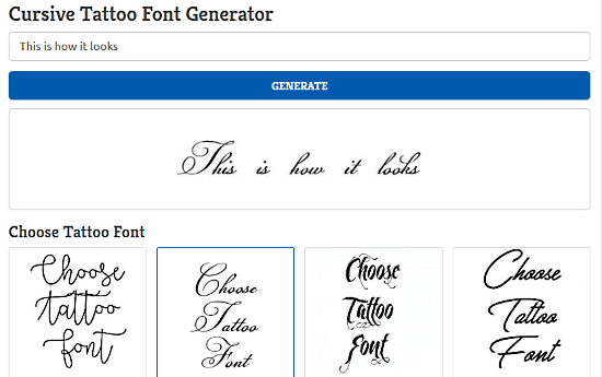 Find Tattoo Design: cursive font generator