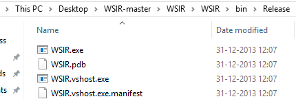 execute wsir.exe application