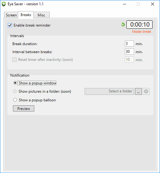 eye saver break reminder