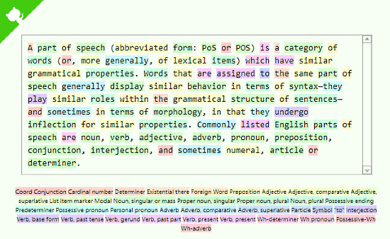 ReTextJS.GitHub.io: online pos tagger