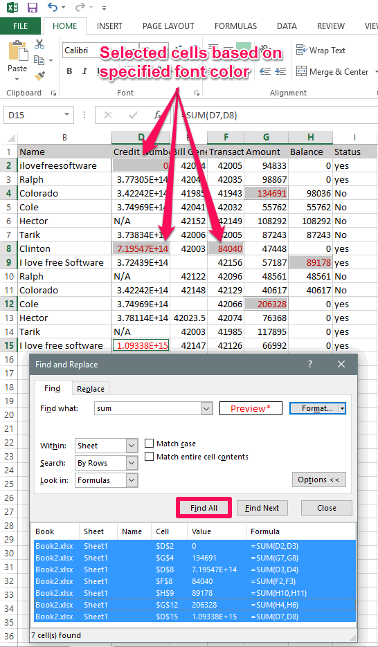 show cells formula font in action