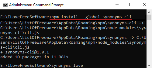 synonyms cli install