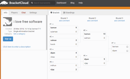 BracketCloud- interface