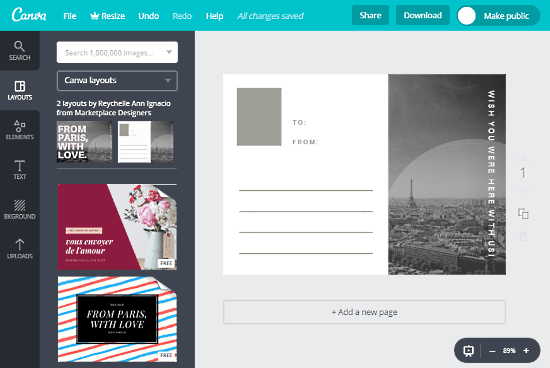 Design Postcard Online with Canva