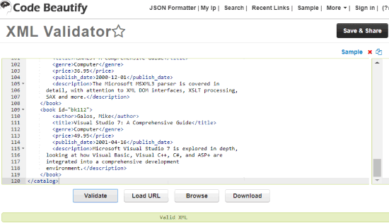 Code Beautify XML Validator