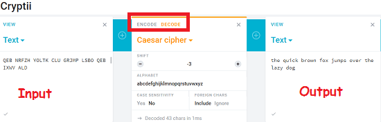 Cryptii online caesar cipher decoder