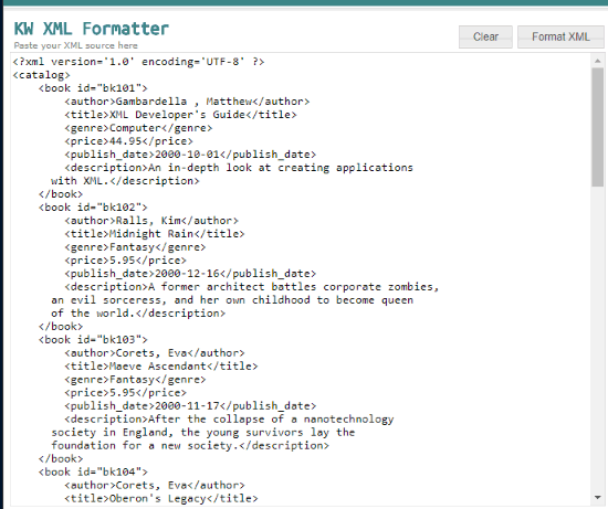 KW Online XML Formatter