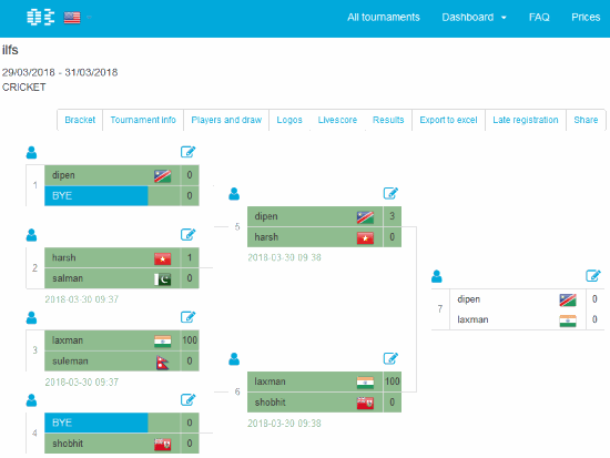 Online Brackets website