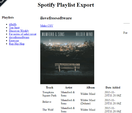 Spotify Playlist Export