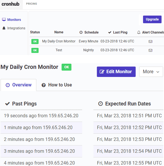 cronhub monitor cron jobs onlne for free